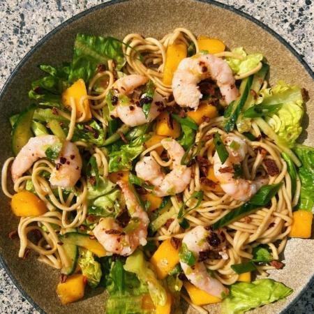 Spicy Prawn & Mango Noodle Salad with Madhuka dressing